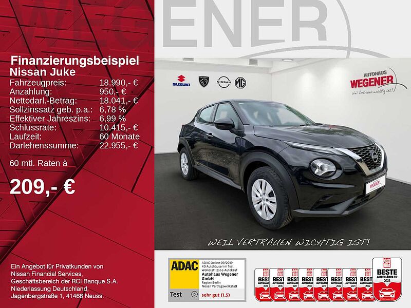 Nissan Juke VISIA 1.0 DIG-T 114PS 6MT Monoforme Sportsitze  Bluetooth®-Schnittstelle für  Mo