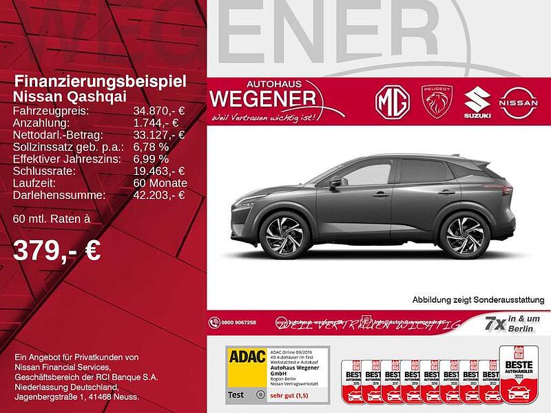 Nissan Qashqai TEKNA 1.5 VC-T e-POWER Heckklappe elektrisch Head-up-Display LED-Beleuchtung inn