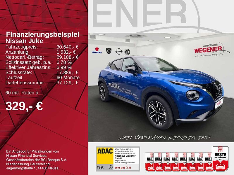 Nissan Juke 1.6 HYBRID 143 PS 4AMT N-CONNECTA  Navi Carplay Lenkrad-/ Sitzheizung vorn Moder