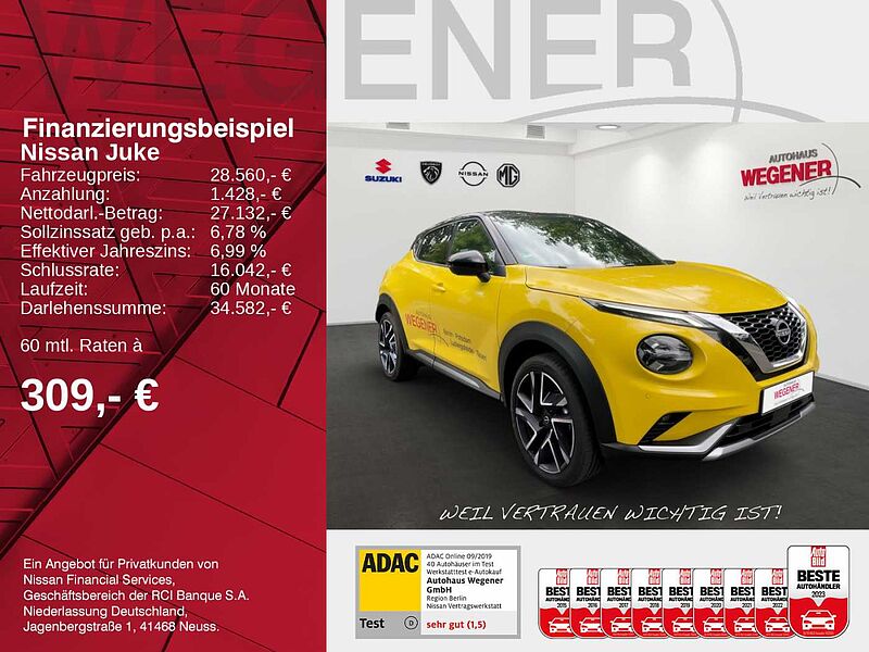 Nissan Juke 1.0 DIG-T 114 PS 6MT N-DESIGN 19'-LM-Felgen Alcantara-Innenraum-Paket 360°Kamera