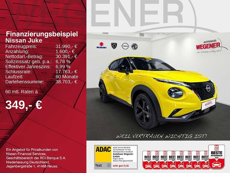 Nissan Juke TEKNA1.6 HYBRID 143PS 4AMT 360° Rundumsicht  Sitzheizung-vorne 19' LM-Felgen