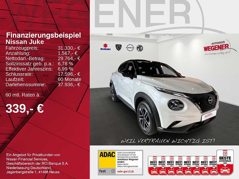 Nissan Juke 1.6 HYBRID 143 PS 4AMT N-CONNECTA  Lenkrad-/ Sitzheizung vorn Moderne Fahrsicher