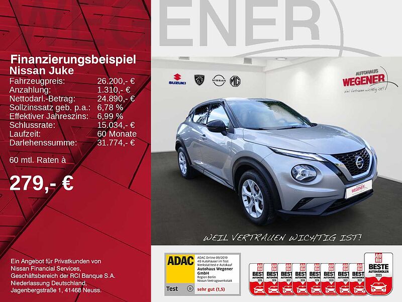 Nissan Juke 1.0 DIG-T 114 PS 6MT N-CONNECTA Beheizbare Frontscheibe, Sitzheizung vorn