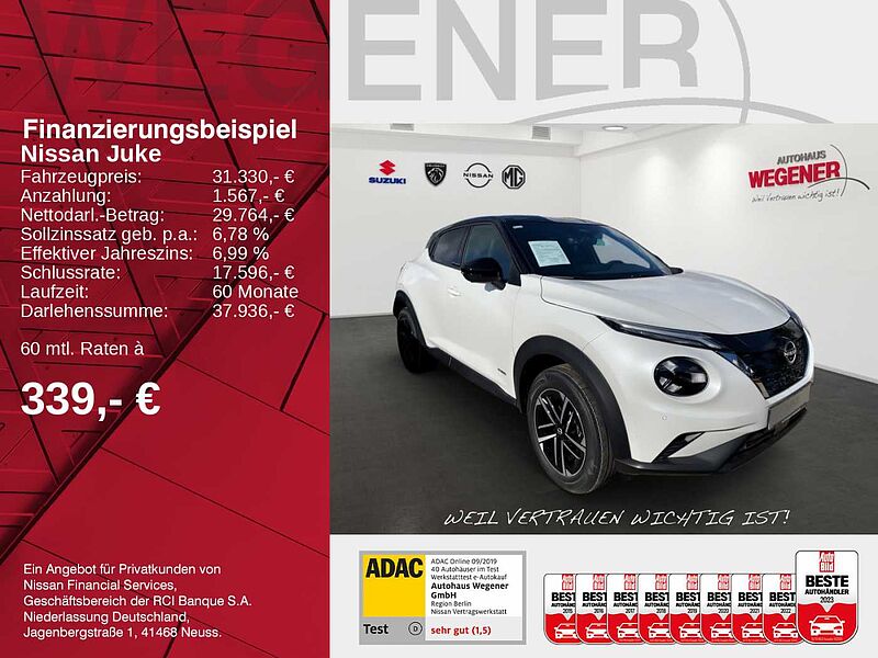 Nissan Juke 1.6 HYBRID 143 PS 4AMT N-CONNECTA  Lenkrad-/ Sitzheizung vorn Moderne Fahrsicher